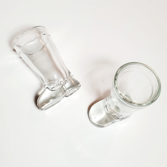 MCM Mod Dep Clear Boot Set of 2 Shot Liqueur Glasses - Picture 1 of 6